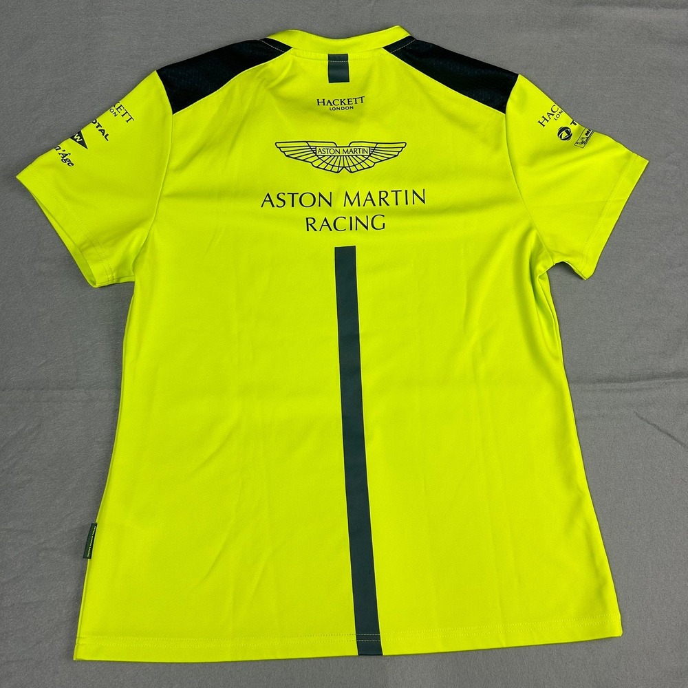 Hackett Aston Martin Racing Team Polo Shirt Womens XL Neon Green - Picture 7 of 12